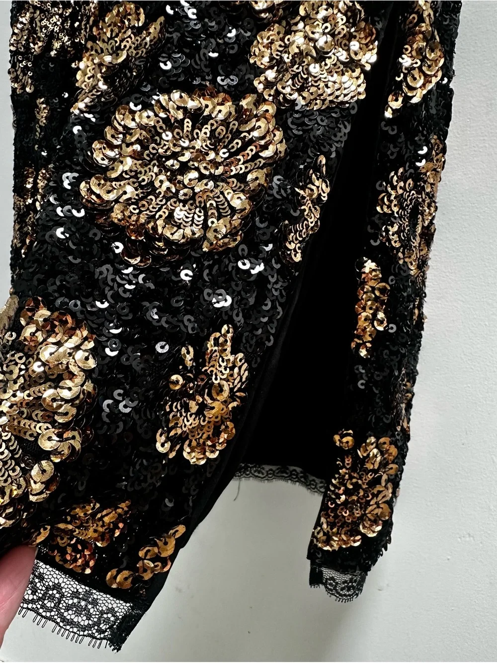 J Crew Black and Gold Sequined Cocktail Dress